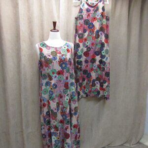 Matching Retro Floral Cotton Dresses XL and Med
